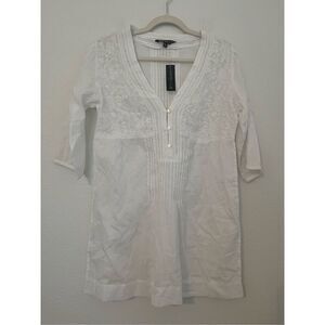 Chaudry 3/4 Sleeve Lace, Embroidered Mini Dress NEW